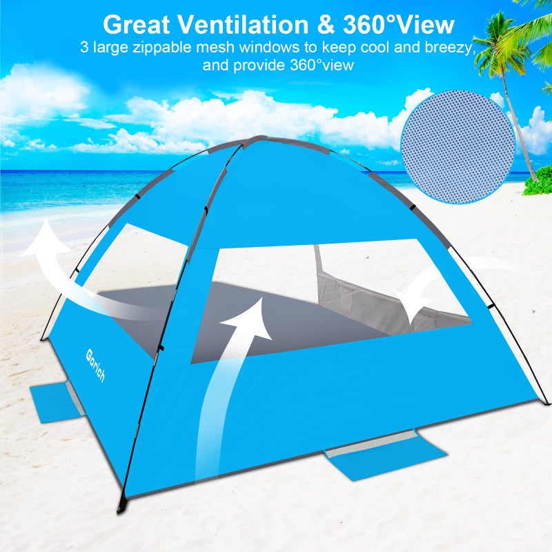 Gorich Beach Tent Sun Shelter for 3/4/6/8/10 Person with UPF 50ï¼‹ UV Protection, Lightweight & Easy Setup Beach Shade Canopy, Portable Beach Shade Tent Beach Cabana - Image 4