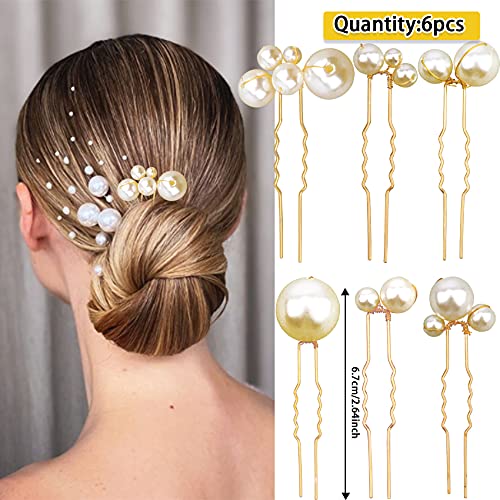 Messen 30 Pieces Wedding Pearl Hair Pins for Brides Bridal, Elegant Pearl Rhinestones Hair Pins Updos Hair Piece Hair Accessories for Brides Bridesmaid Women (Gold) - Image 4