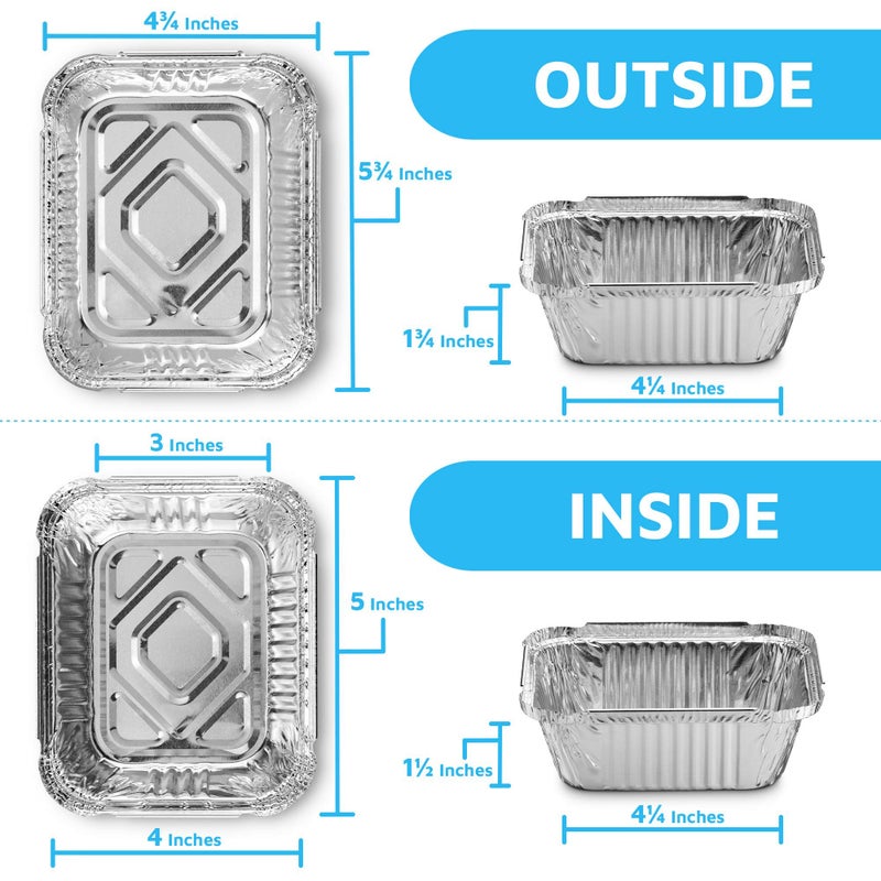 MontoPack Disposable Takeout Pans with Clear Lids | 1lb Capacity Aluminum Foil Food Containers with Strong Seal for Freshness & Spill Resistance | Eco-Friendly & Recyclable | 50-Pack of 5x4â€ Drip Pan - Image 2