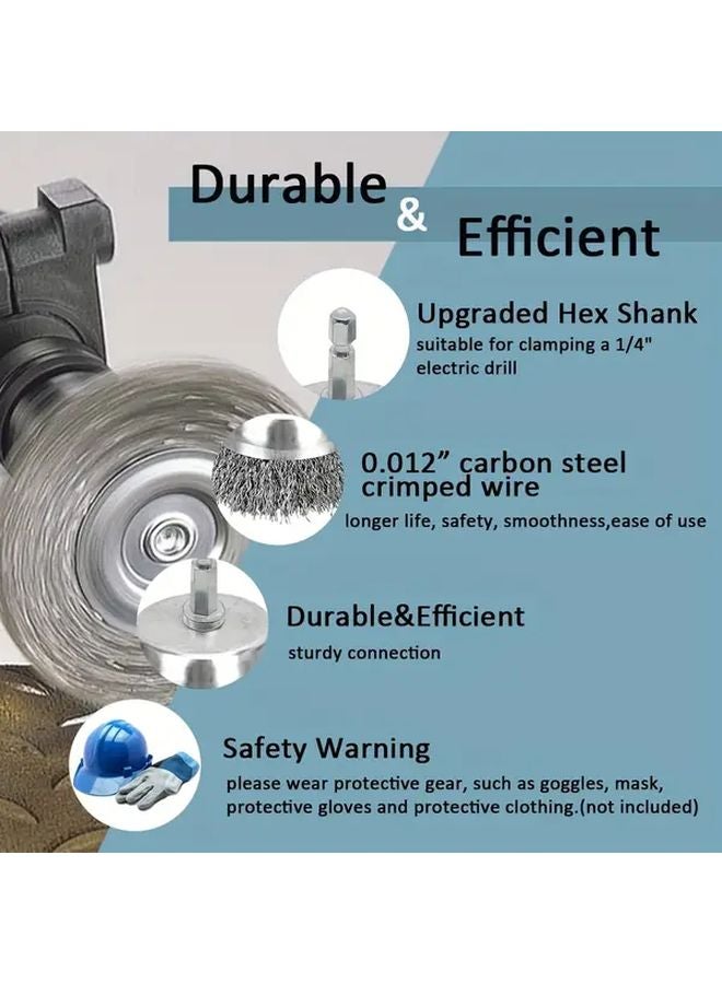 3 Piece Hex Shank Steel Wire T Brush 6 35x65mm Rust Removal Paint Cleaning - Image 4