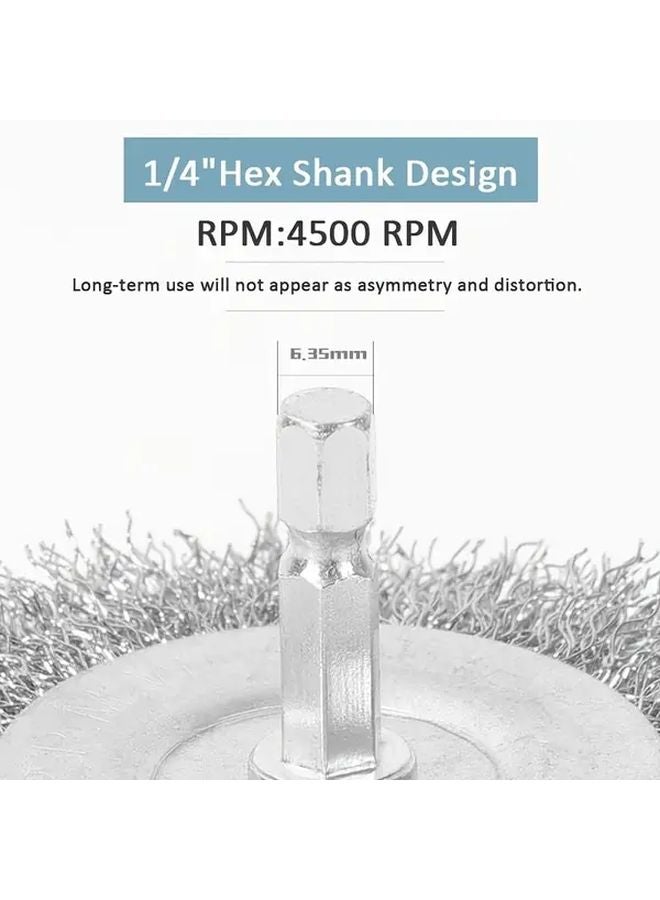 3 Piece Hex Shank Steel Wire T Brush 6 35x65mm Rust Removal Paint Cleaning - Image 5