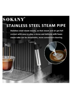 sokany All-In-One Coffee Maker to make Espresso, Cappuccino & Latte with 20 Bar Steam Pressure Pump, Sviwel Steam Jet to Froth Milk and Keep Warm Tray 1.8L Water Tank 850W - SK-04025  - Image 4
