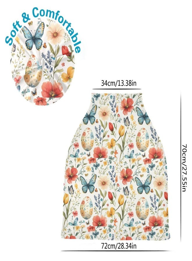 Pigsaly Watercolor Butterfly Spring Flowers Baby Car Seat Covers Cute Wildflowers Carseat Canopy Soft Infant Stroller Cover Nursing Breastfeeding Covers for Girls Boys Newborn Fit Summer Spring Autumn - Image 3