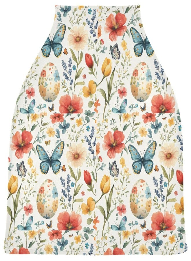 Pigsaly Watercolor Butterfly Spring Flowers Baby Car Seat Covers Cute Wildflowers Carseat Canopy Soft Infant Stroller Cover Nursing Breastfeeding Covers for Girls Boys Newborn Fit Summer Spring Autumn - Image 1