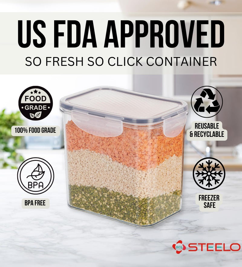 SCL Steelo Steelo Sofresh Plastic Container Set Kitchen Organiser Air Tight Safe US FDA Approved PET Food Grade Heavy Duty Material, BPA Free (Clear,300mlx2,500mlx2,900mlx1,1400mlx1,Pack of 6) - Image 4
