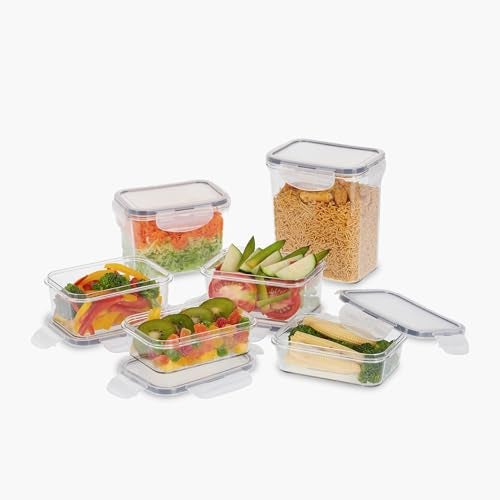 SCL Steelo Steelo Sofresh Plastic Container Set Kitchen Organiser Air Tight Safe US FDA Approved PET Food Grade Heavy Duty Material, BPA Free (Clear,300mlx2,500mlx2,900mlx1,1400mlx1,Pack of 6) - Image 1