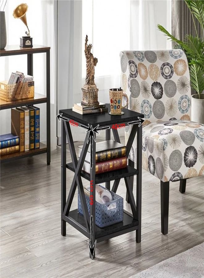 Home Gallery 3-Tier Side End Table X Frame - Image 1