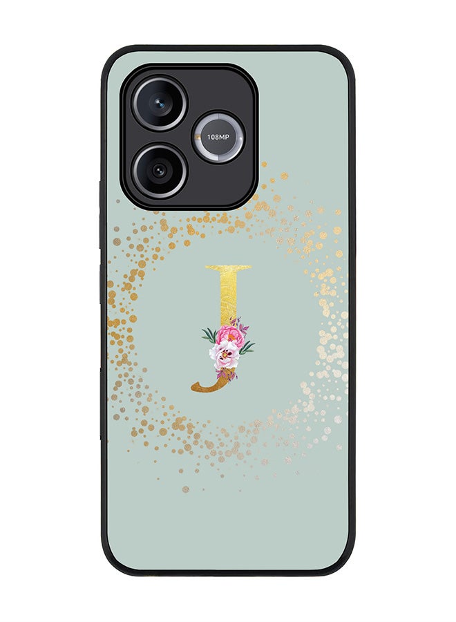 Stylizedd For Honor 600 Lite / 500 Smart / Honor X80i Case,Slim fit Camera Protection, Shockproof Thin Phone cover  - Custom Monogram Floral - J  (Light Grey ) - Image 1