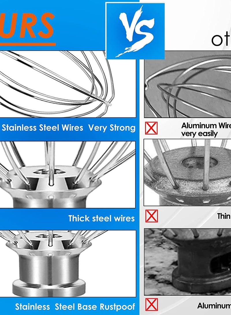 ملحق خفق سلكي من الفولاذ المقاوم للصدأ متوافق مع ملحق الخلاط الحامل Tilt-Head K45WW البديل من KitchenAid، أداة تحريك كريمة البيض، خفق أبيض، خفاقة كعك المايونيز، آمنة للاستخدام في غسالة الأطباق - Image 3