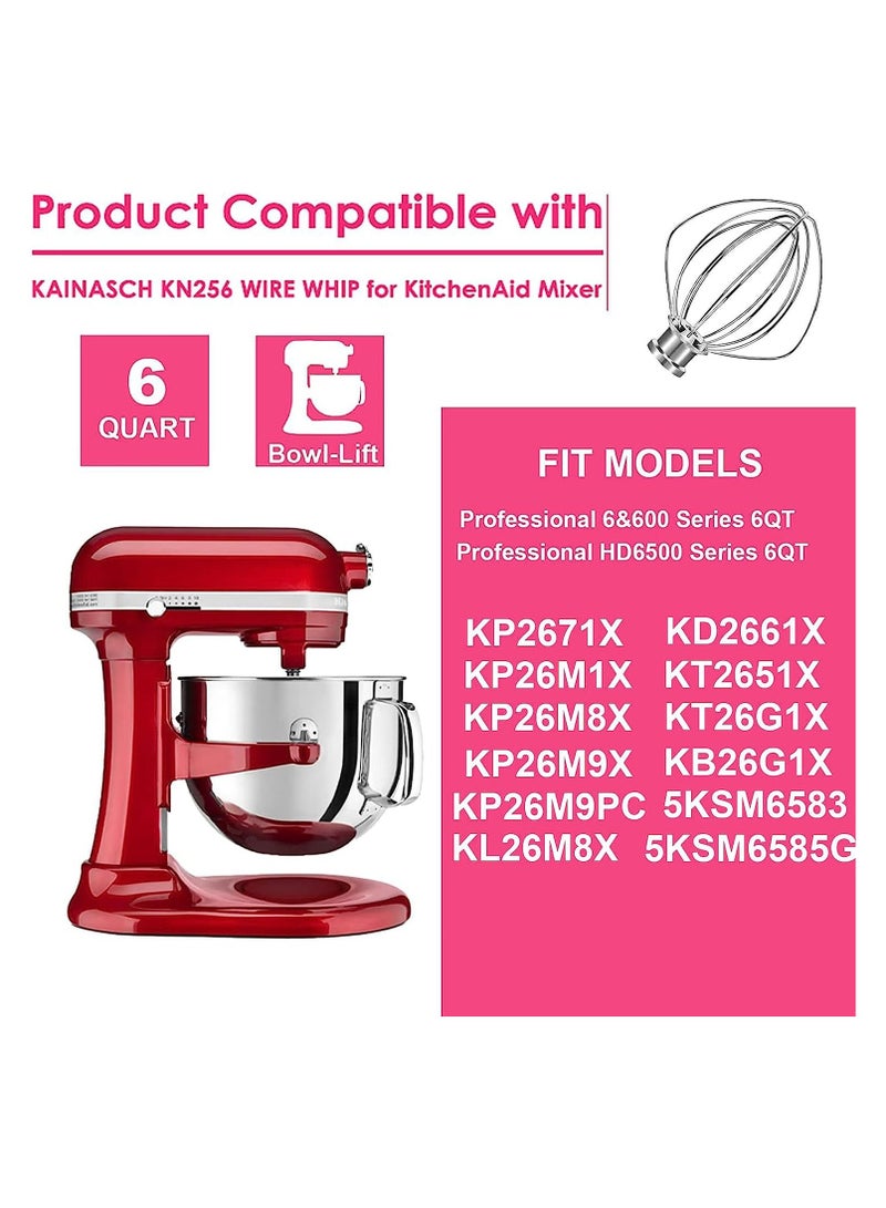 ملحق خفق سلكي من الفولاذ المقاوم للصدأ متوافق مع ملحق الخلاط الحامل Tilt-Head K45WW البديل من KitchenAid، أداة تحريك كريمة البيض، خفق أبيض، خفاقة كعك المايونيز، آمنة للاستخدام في غسالة الأطباق - Image 4