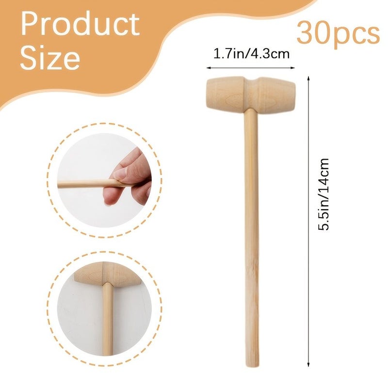30 Pack Wooden Crab Hammers For Seafood Shells And Chocolate Crushing Mallets - Image 2