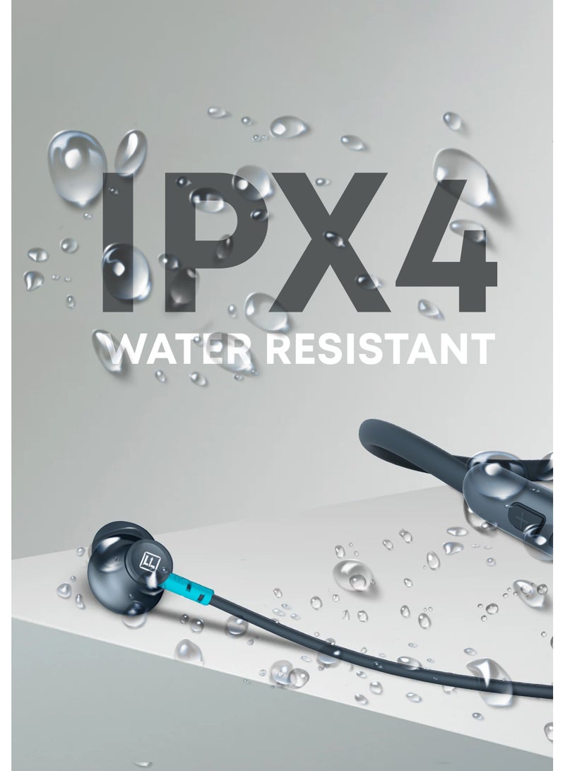 Faster Sports Neckband In-Ear Wireless Earphones - Noise Canceling Headphones with Mic - Superior Bass Earbuds with 28 Hours of Call Time - IPX4 Waterproof, Fast Charging, Magnetic Buds, and Voice Assistant - For Exercise, Gym, Music (Blue) - Image 2