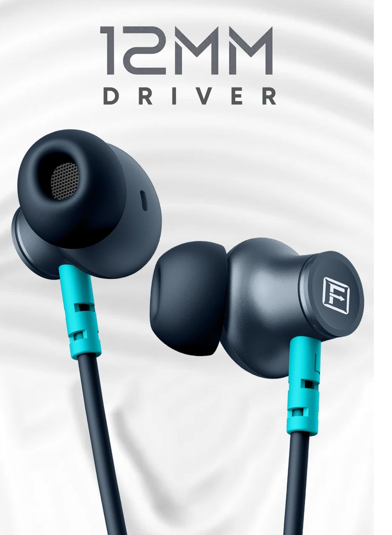 Faster Sports Neckband In-Ear Wireless Earphones - Noise Canceling Headphones with Mic - Superior Bass Earbuds with 28 Hours of Call Time - IPX4 Waterproof, Fast Charging, Magnetic Buds, and Voice Assistant - For Exercise, Gym, Music (Blue) - Image 3