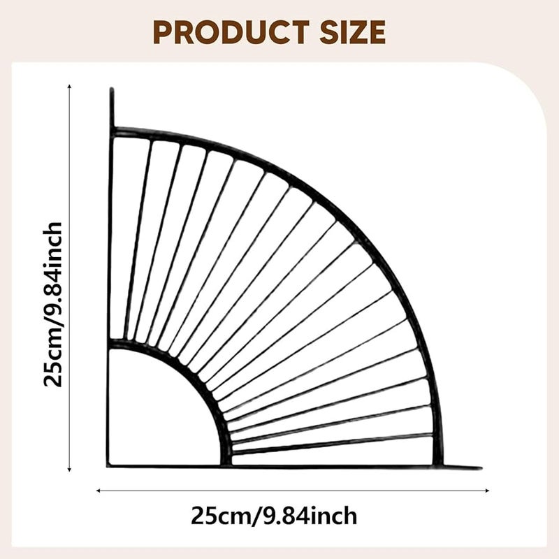 Black Fan Shaped Wall Mount Shelf Bracket Multipurpose Storage Support for Bedroom Study Living Room - Image 3