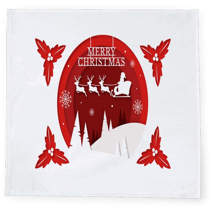 Khakee 6 Pcs Christmas Theme Tafta Silk Table Napkins 10x 10 for Xmas Decoration Christmas OrnamentsChristmas Gift npxmas12P - Image 2