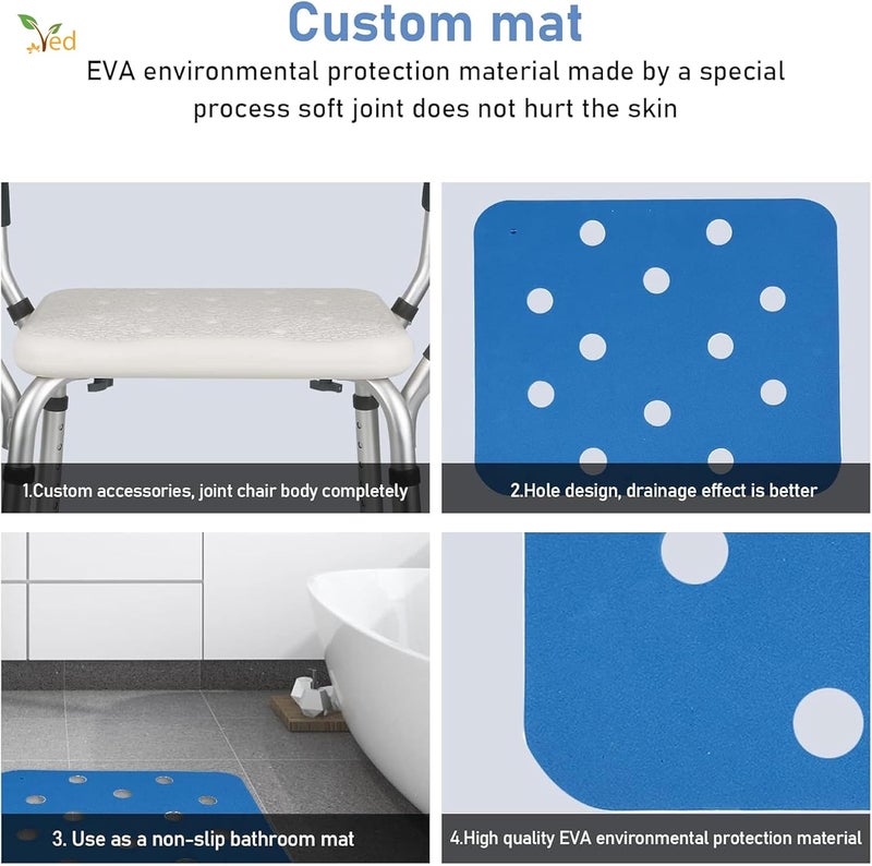 VED Shower Chair, 6 Positions Adjustable Bathtub Shower Stool with Detachable Handrails, Elderly Handicap Disabled Bathroom Non-Slip Chair Bench Seat (White, 47x54x73-83 cm) - Image 3