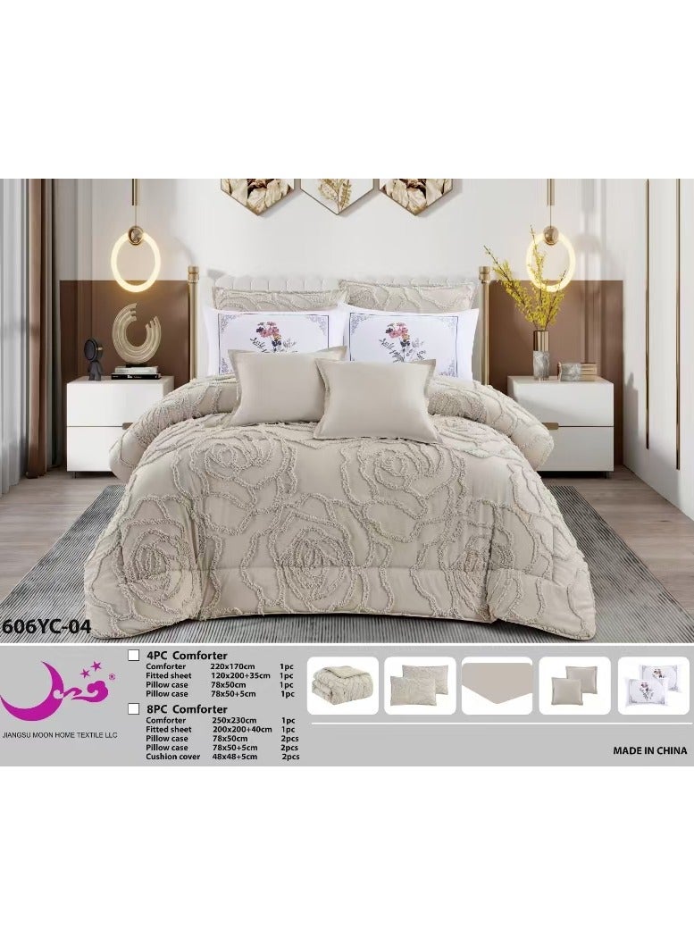 مون طقم لحاف مفرش  ملكي من مون  مقاس نفرين مكون من 8 قطع بحجم 250x230 سم - Image 2