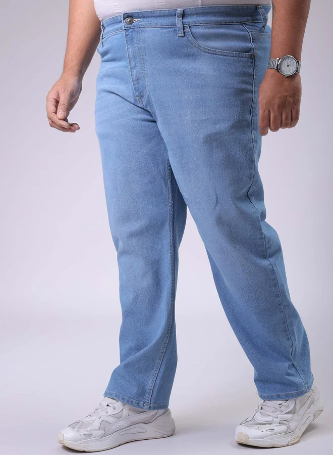 Take Two Blue Plus Size Men Straight Fit Solid Jeans By HardSoda for Men | Best Price UAE