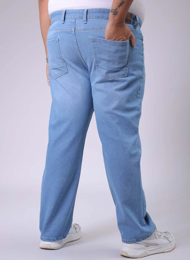 Take Two Blue Plus Size Men Straight Fit Solid Jeans By HardSoda for Men | Best Price UAE