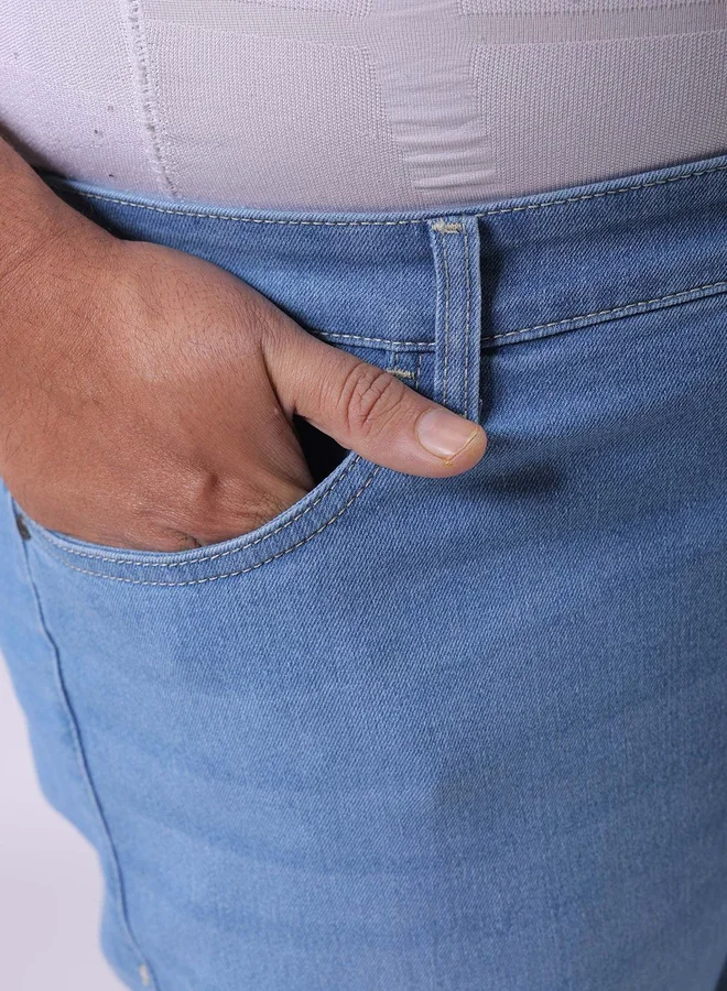 Take Two Blue Plus Size Men Straight Fit Solid Jeans By HardSoda for Men | Best Price UAE