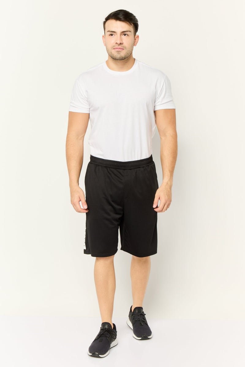 Prince Men Drawstring Brand Logo Basic Shorts, Black - Image 2