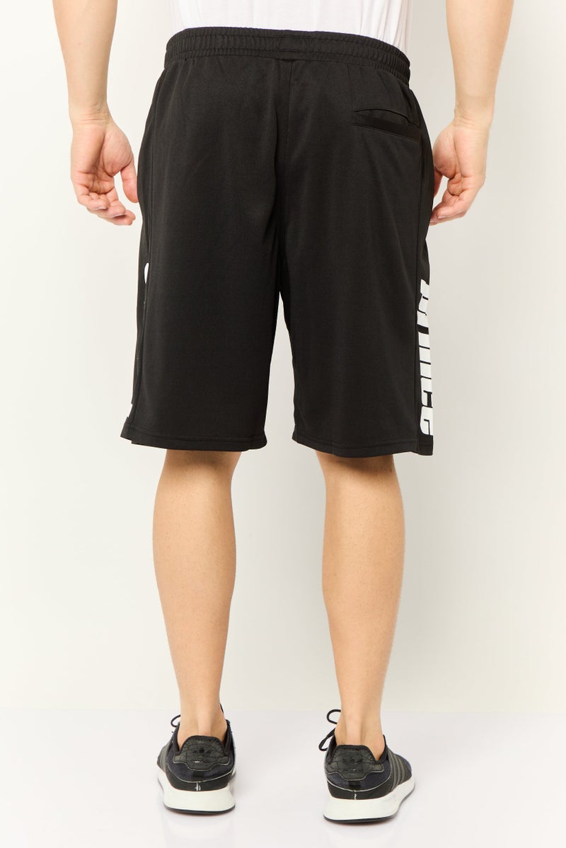 Prince Men Drawstring Brand Logo Basic Shorts, Black - Image 4