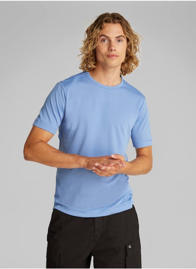 CALVIN KLEIN Men's Short Sleeves T-Shirt - Polyester, Blue  - Image 1