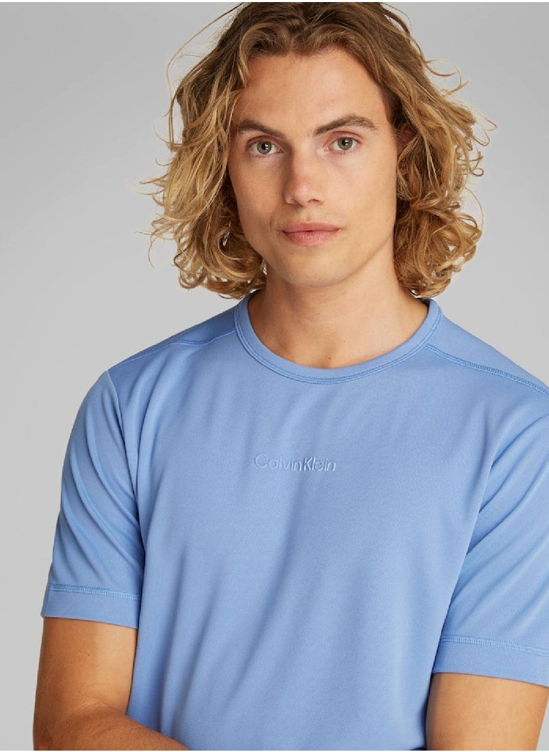 CALVIN KLEIN Men's Short Sleeves T-Shirt - Polyester, Blue  - Image 4