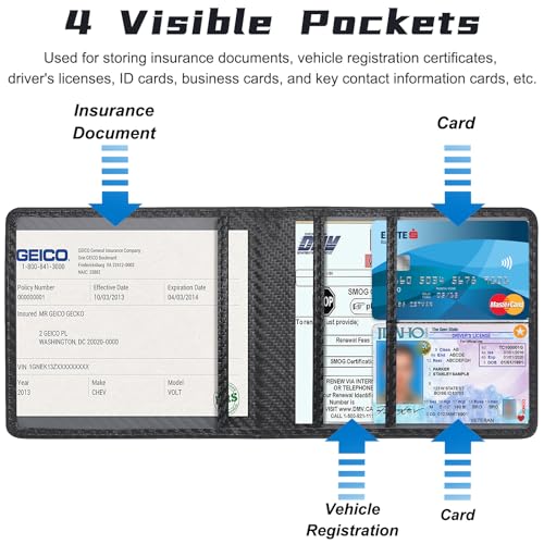 Bodskad Car Registration and Insurance Holder with Magnetic Shut, Vehicle License Document Glove Box Compartment Organizer - For Documents, License, Cards - Image 2