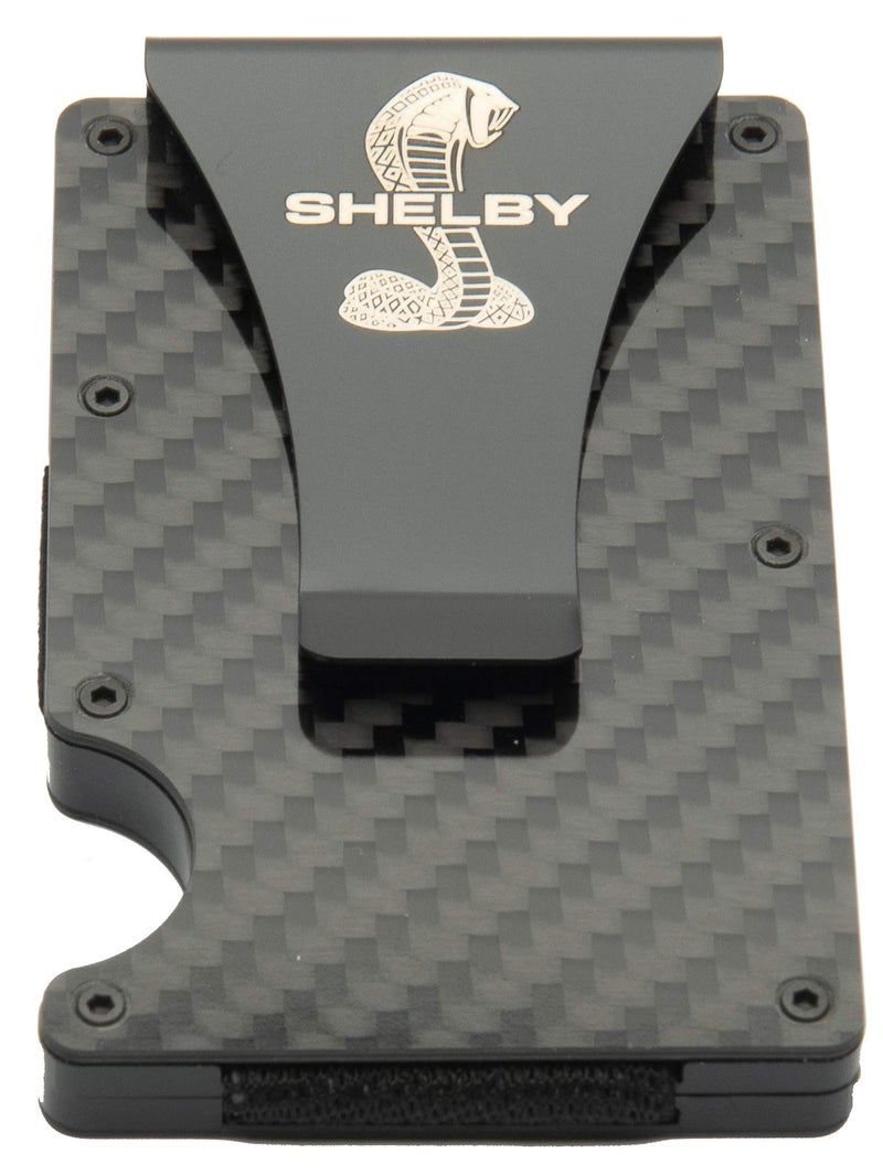 Carroll Shelby Carroll Shelby® Carbon Fiber Wallet Money Clip | RFID* protection | Holds Currency, Credit Cards, Cash | Genuine Carbon Fiber | Super Slim & Lightweight | Laser Etched Shelby® Cobra Snake Logo  - Image 1