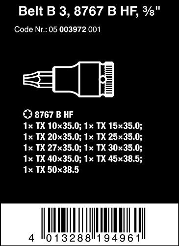 Wera 05003972001 Belt B 3 TORX HF Zyklop bit socket set with holding function 38 drive 9 pieces - Image 3