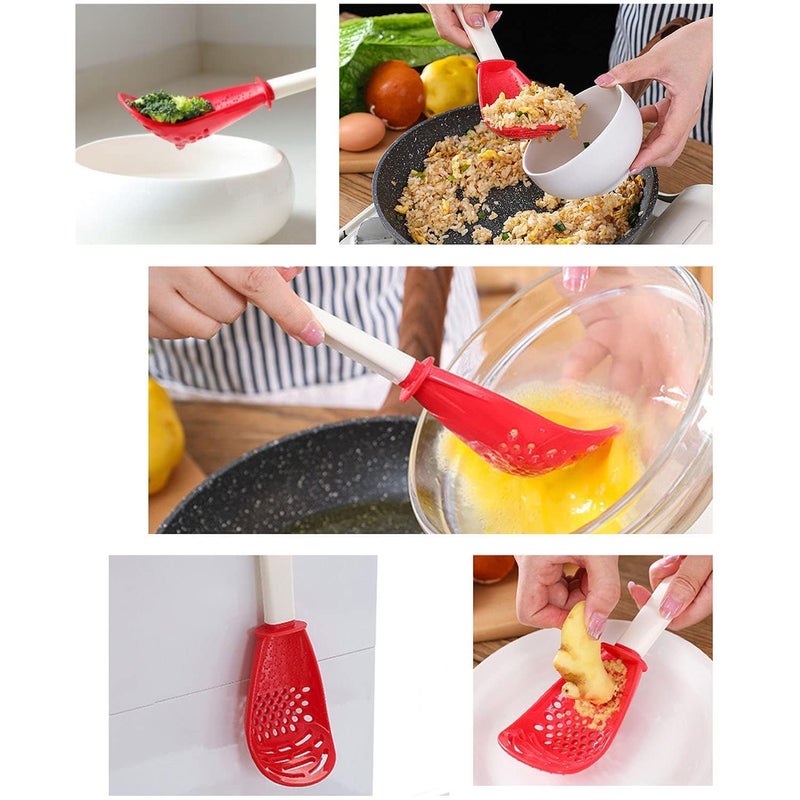 black sparrow BLACK SPARROW Multifunctional Cooking Spoon Potato Garlic Press Colander Spoon HeatResistant Skimmer Scoop Colander Strainer Grater Masher for Cooking Draining Mashing Grating  - Image 4
