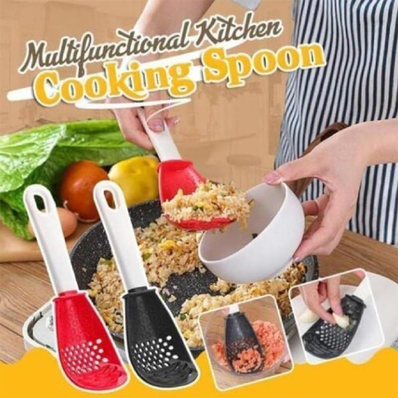 black sparrow BLACK SPARROW Multifunctional Cooking Spoon Potato Garlic Press Colander Spoon HeatResistant Skimmer Scoop Colander Strainer Grater Masher for Cooking Draining Mashing Grating  - Image 5