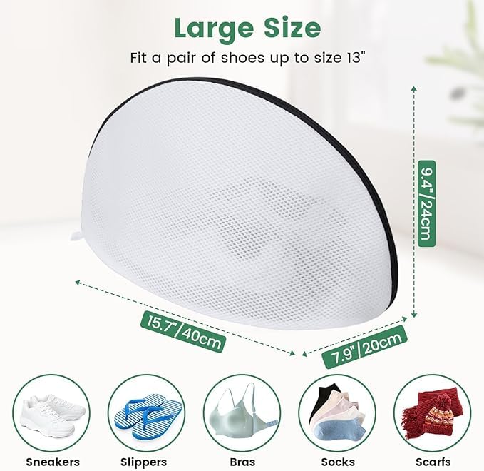 AADIVY AADIVY Shoe Washing Machine Bag Premium Mesh Laundry Bag for Shoes with RustFree Zipper Protective Laundry Wash Bag for Delicates Lingerie Hosiery 2Pack - Image 2