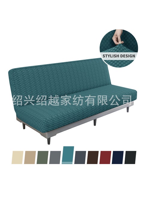 non-armrest elastic sofa cover all-inclusive folding sofa bed cover fitted sheet type full cover sofa bed coverPeacock Blue Peacock Blue