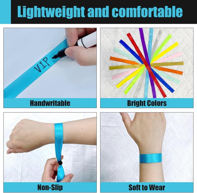 Comflora 100 Pcs Cloth Event Wristband, Disposable Wristbands for Events, Colored Wristbands Events,for Lightweight Concert,Club Entrance Wrist Strap Party Wristband Event (Color : Water Blue) - Image 3