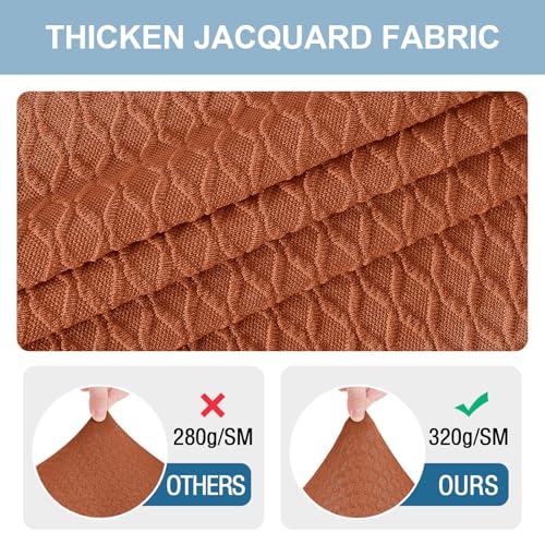 Smiry Stretch Jacquard Seat Covers for Dining Room Chairs Set of 6 Removable Washable Chair Seat Protector Slipcovers No Rear Covers Rust - Image 3