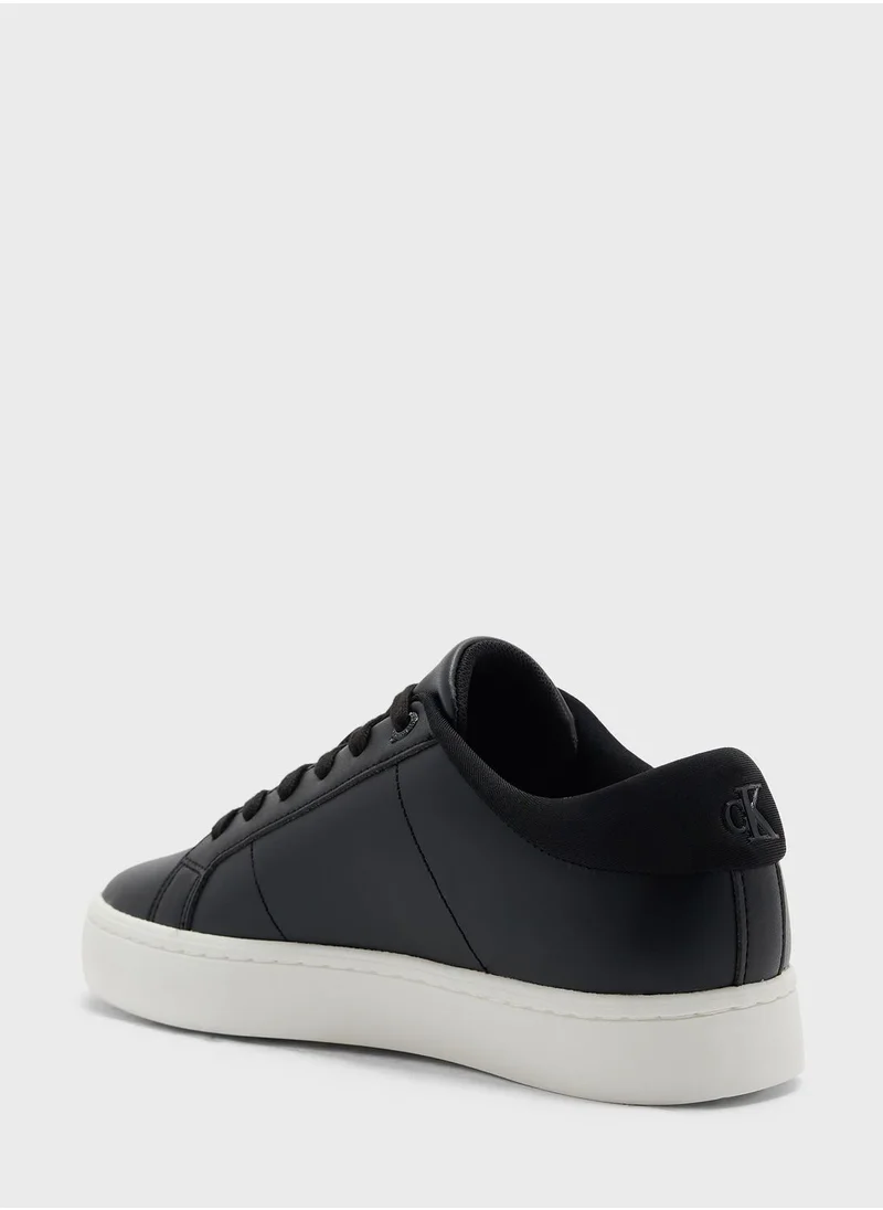 Calvin Klein Jeans CLASSIC CUPSOLE LOW LACE-UP LEATHER TRAINERS