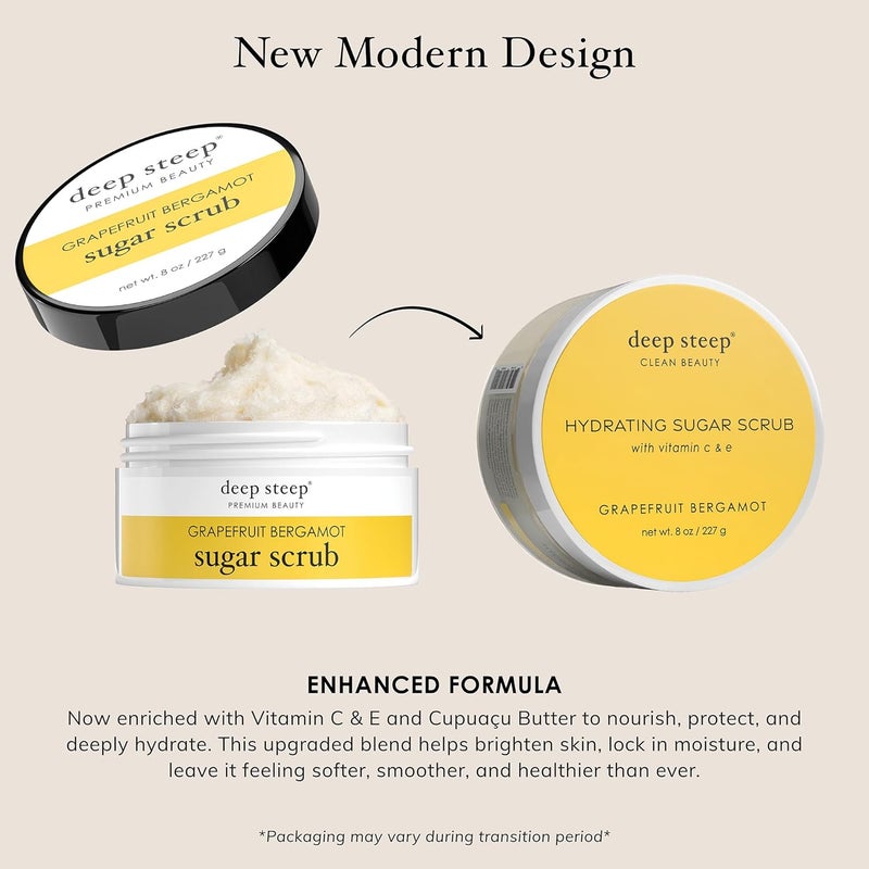 Deep Steep Hydrating Sugar Scrub with Vitamin C & E - Grapefruit Bergamot, 8 Ounce - Image 4