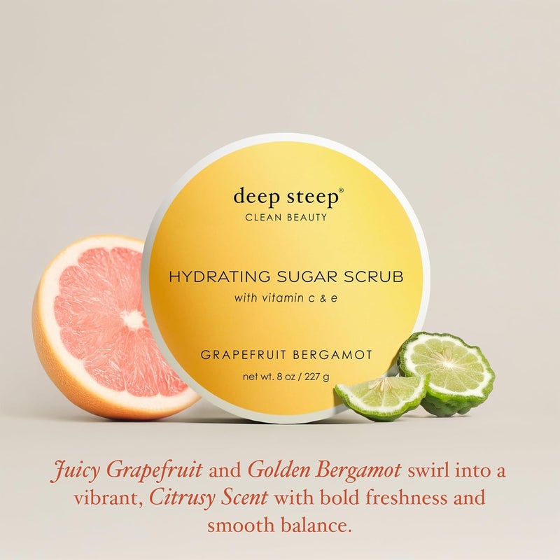 Deep Steep Hydrating Sugar Scrub with Vitamin C & E - Grapefruit Bergamot, 8 Ounce - Image 3