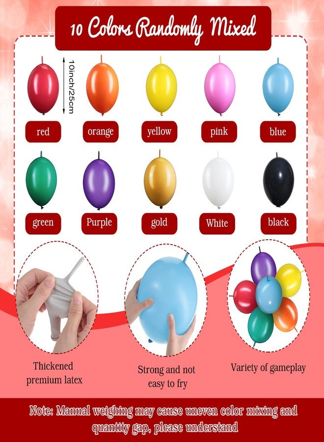 مينبلان بالونات ربط سريعة من اللاتكس من Meanplan، 100 قطعة، قابلة للربط، مناسبة لعيد الهالوين وعيد الشكر وحفلات الزفاف (10 بوصات، ملونة) - Image 2