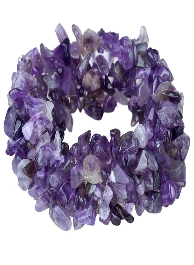 YACQ Natural Amethyst Beads String Stretch Bracelet Handcrafted Birthstone Jewelry for Women 7.5 inch - Image 1