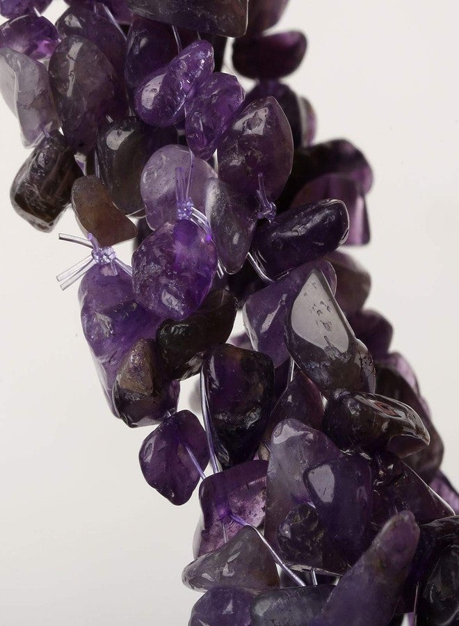YACQ Natural Amethyst Beads String Stretch Bracelet Handcrafted Birthstone Jewelry for Women 7.5 inch - Image 3