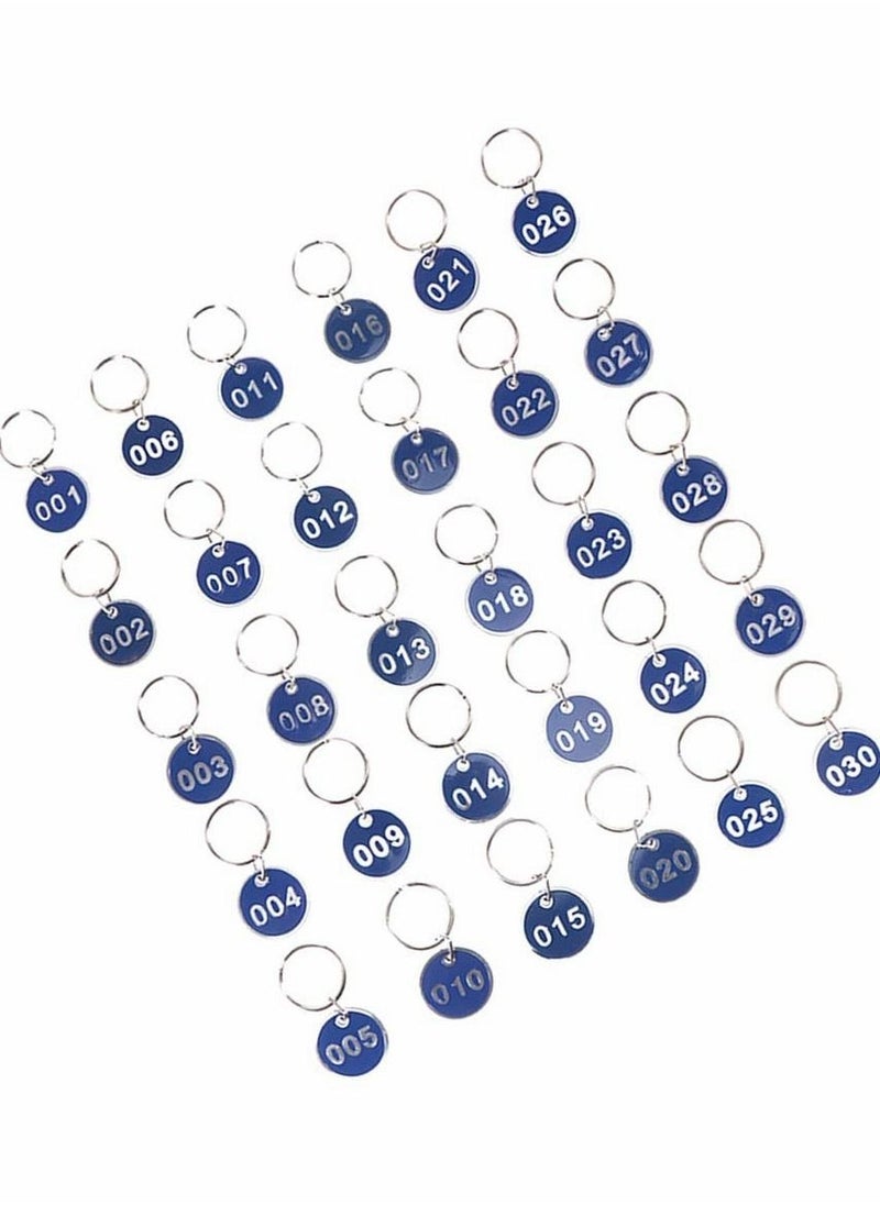 Generic - 1 Set Number Key Chain Round Key Number Tags Number Key Ring ID Tags Numbers 1-30 for Dormitory Keys House Lockers (Blue) - Image 1