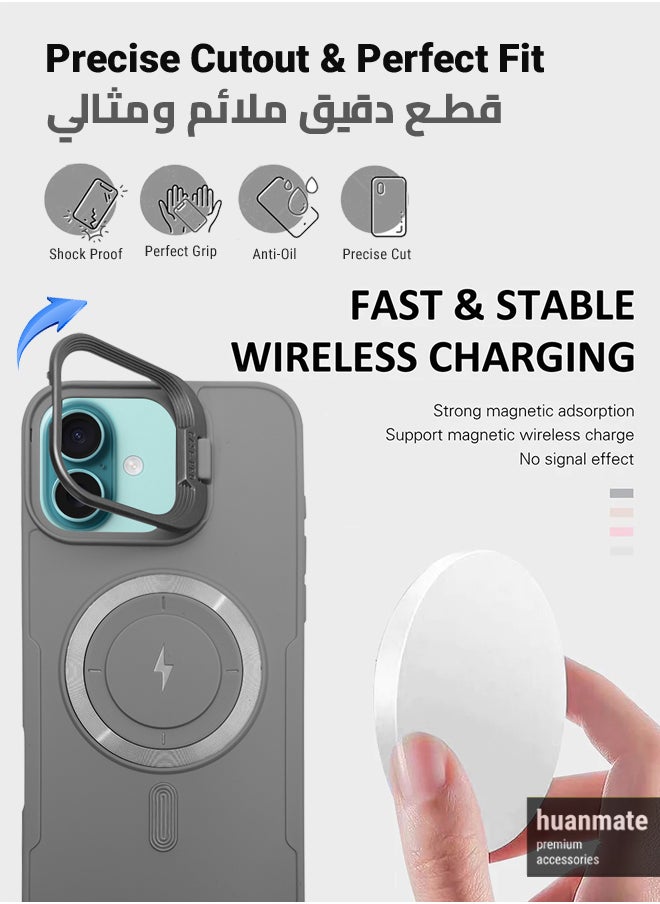 huanmate - Apple iPhone 16 MagSafe Case Grey- High Quality Strong Magnet, Wireless Charging Compatible, Shockproof Protection, Ultra Slim Anti-Scratch Magnetic Cover for Apple iPhone 16 - Image 1