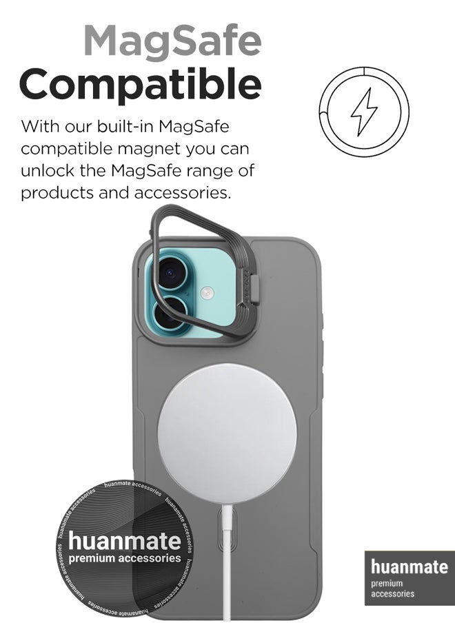 huanmate - Apple iPhone 16 MagSafe Case Grey- High Quality Strong Magnet, Wireless Charging Compatible, Shockproof Protection, Ultra Slim Anti-Scratch Magnetic Cover for Apple iPhone 16 - Image 1