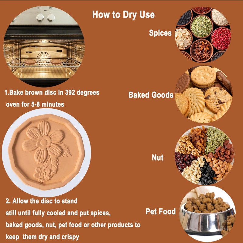 DNUZEWR Brown Sugar Saver Terracotta Brown Sugar Keeper &Softener Container Disc for Food Storage Containers Reusable & Food Safe (Flower, 2 PCS) - Image 4