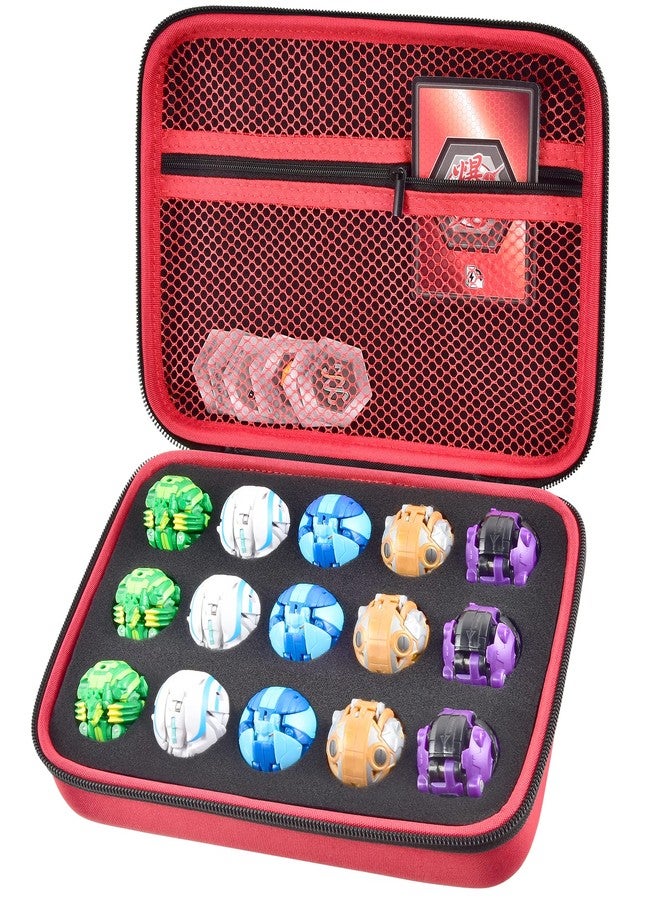 Comecase Toy Organizer Storage Case Compatible with Bakugan Figures, BakuCores and Armored Alliance, Geogan Rising Battle Action Figure (Red+Inside Black Foam) - Image 1