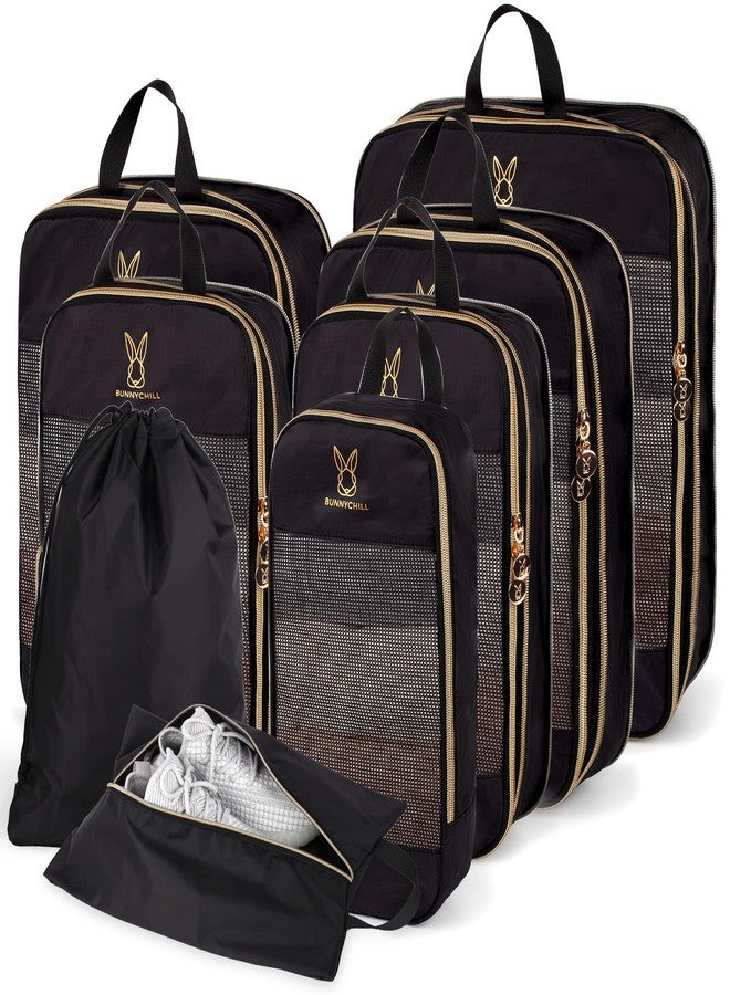 Bunnychill Expandable Compression Packing Cubes for Suitcases,8 Set Lightweight Compressible Travel Packing Organizer for Carry on Suitcase,Organizer Bags Set as Travel Essentials for Women(Black) - Image 1