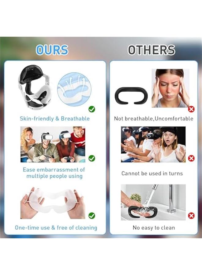 RYNX 50  VR Face Cover Disposable Hygiene VR Face Eyes Mask Pads Facial Interface for Meta Quest 3 Quest 2 Vision Pro Accessories for  Vision Pro 50) - Image 3